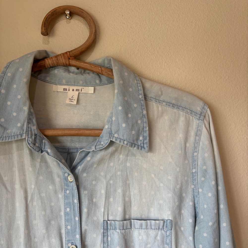 Miami Light Blue Polka Dot Casual Shirt